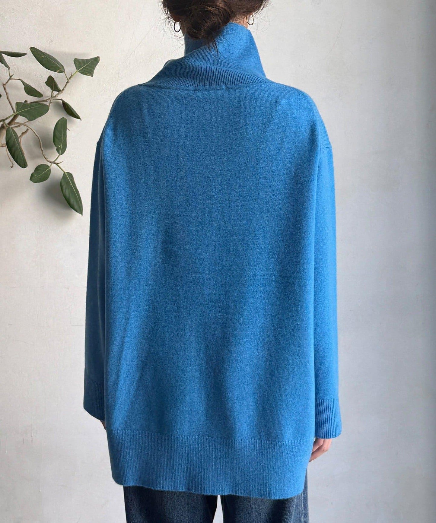 羊毛混紡高領長款上衣