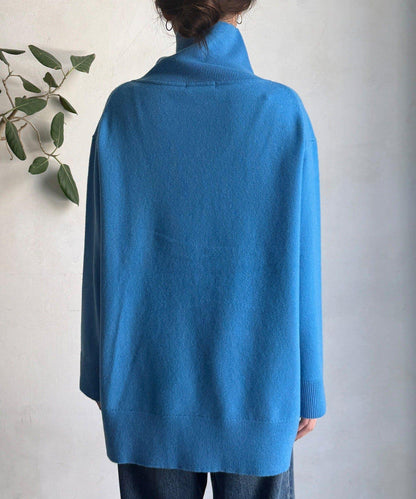 羊毛混紡高領長款上衣