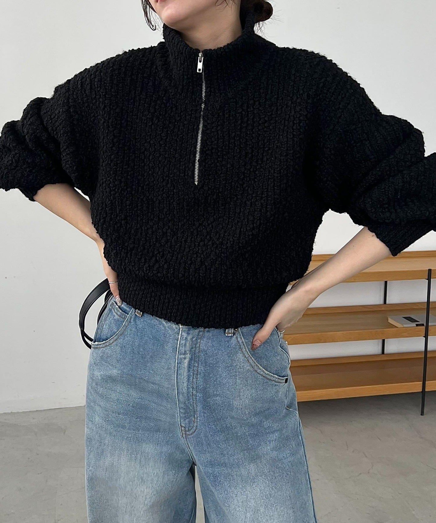 半拉鍊針織衫