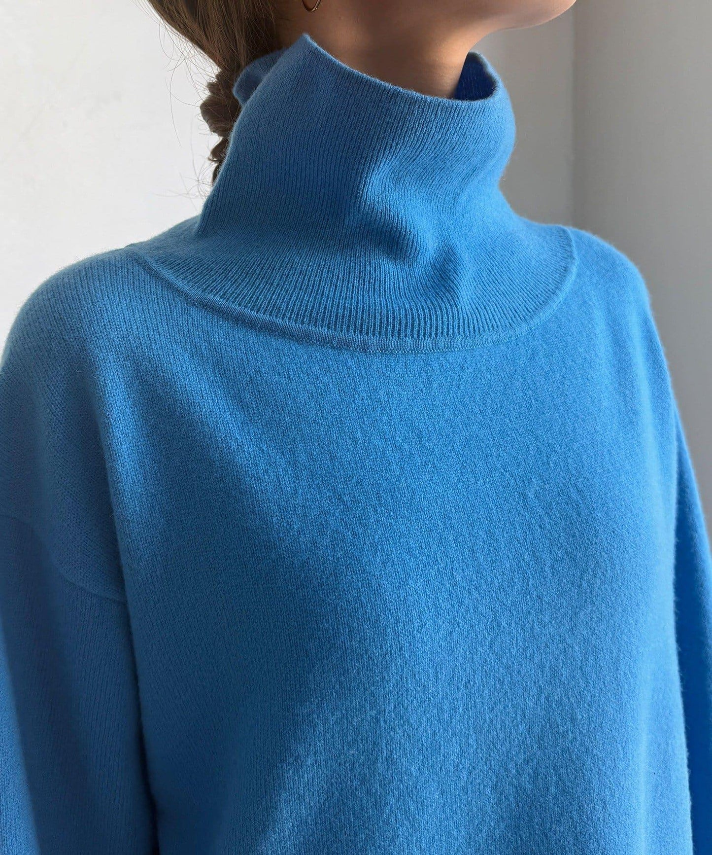 羊毛混紡高領長款上衣