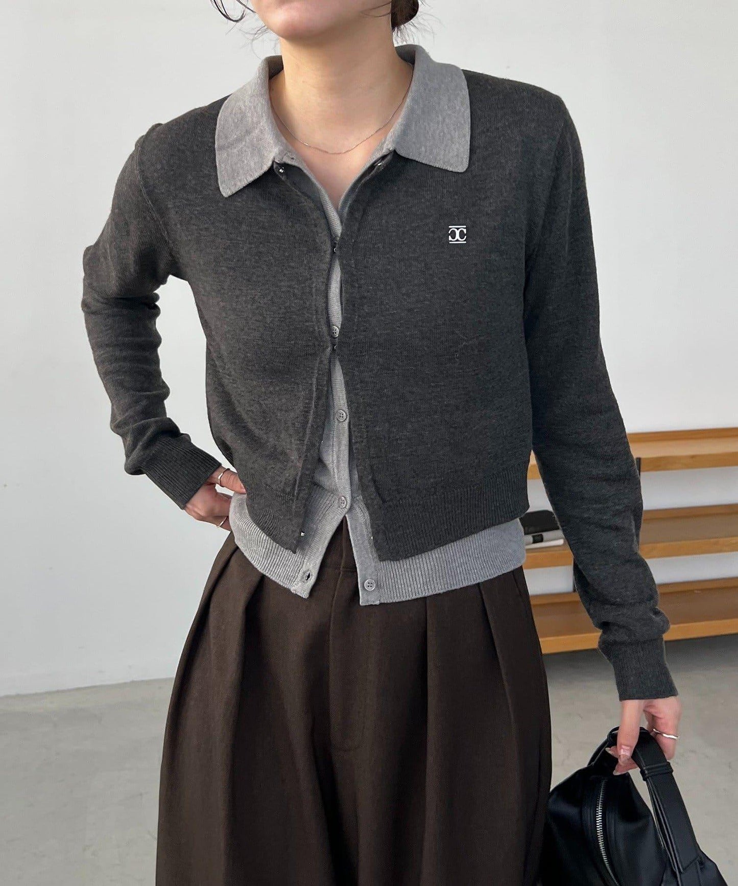 拼接設計針織開衫