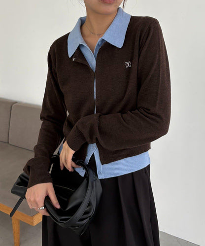 拼接設計針織開衫