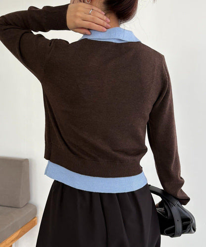 拼接設計針織開衫