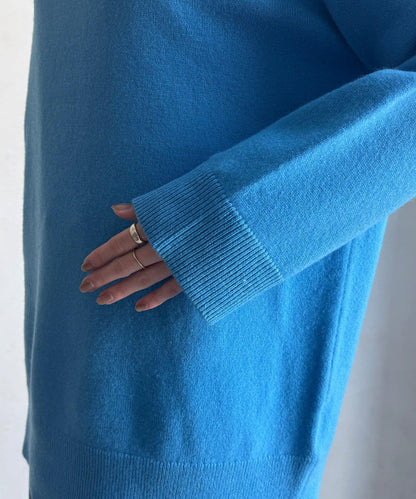 羊毛混紡高領長款上衣