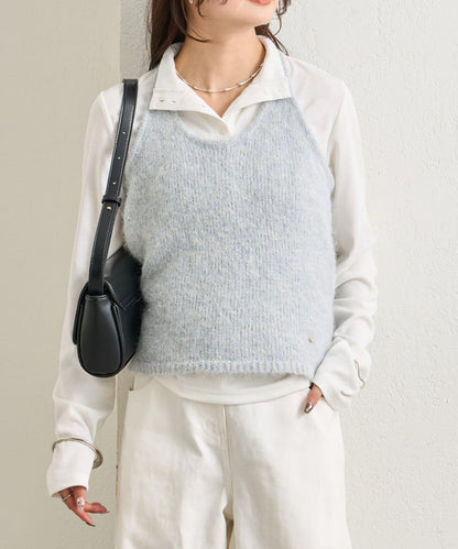 蓬鬆感掛脖針織背心