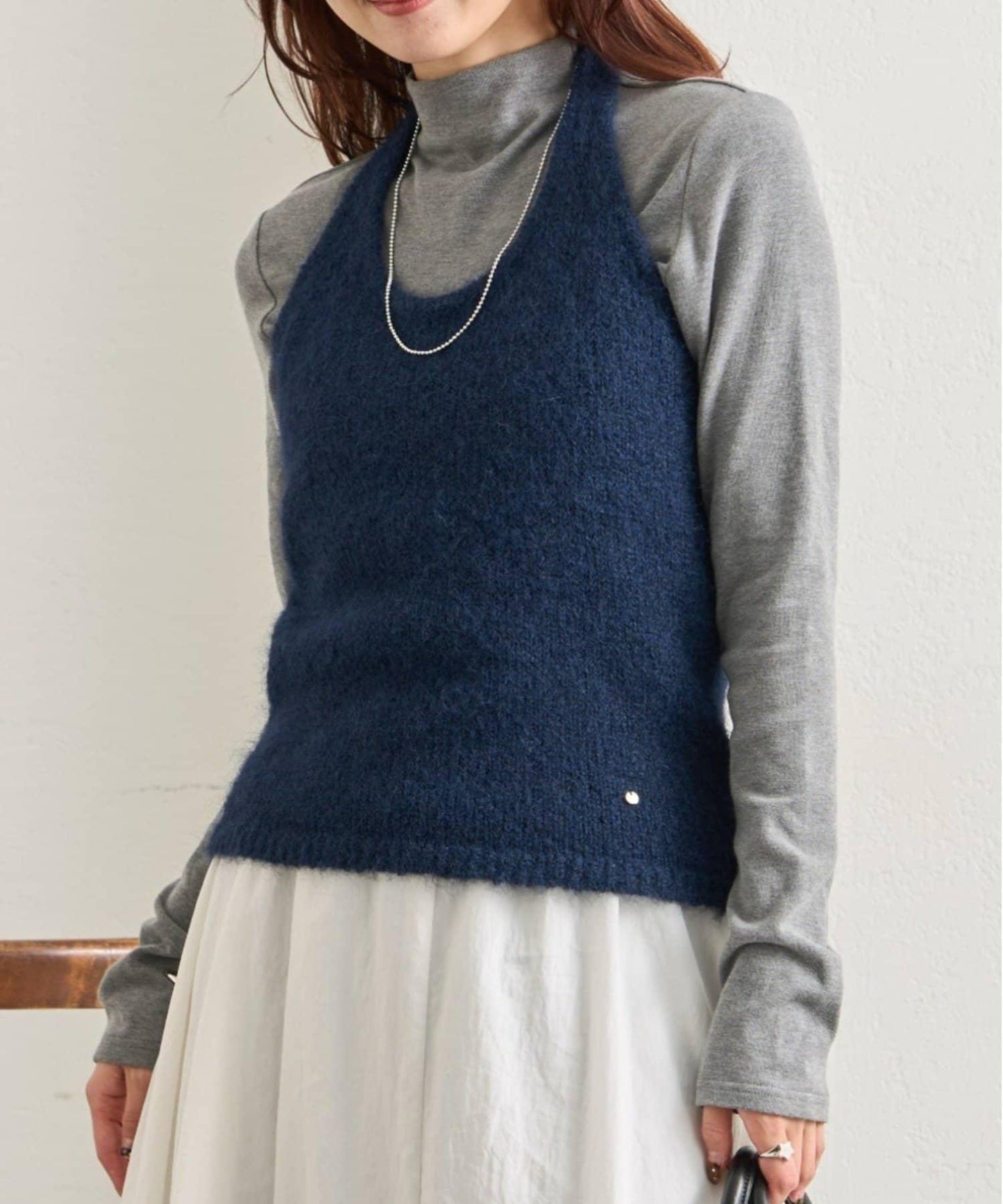 蓬鬆感掛脖針織背心