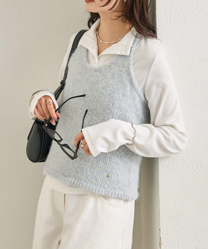 蓬鬆感掛脖針織背心