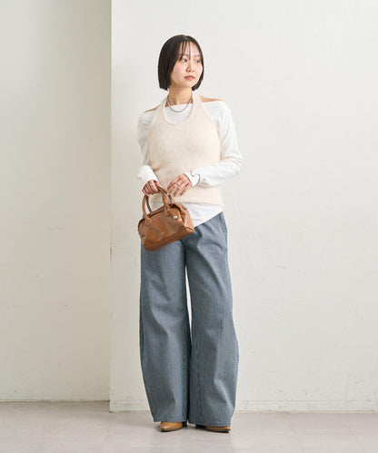 蓬鬆感掛脖針織背心