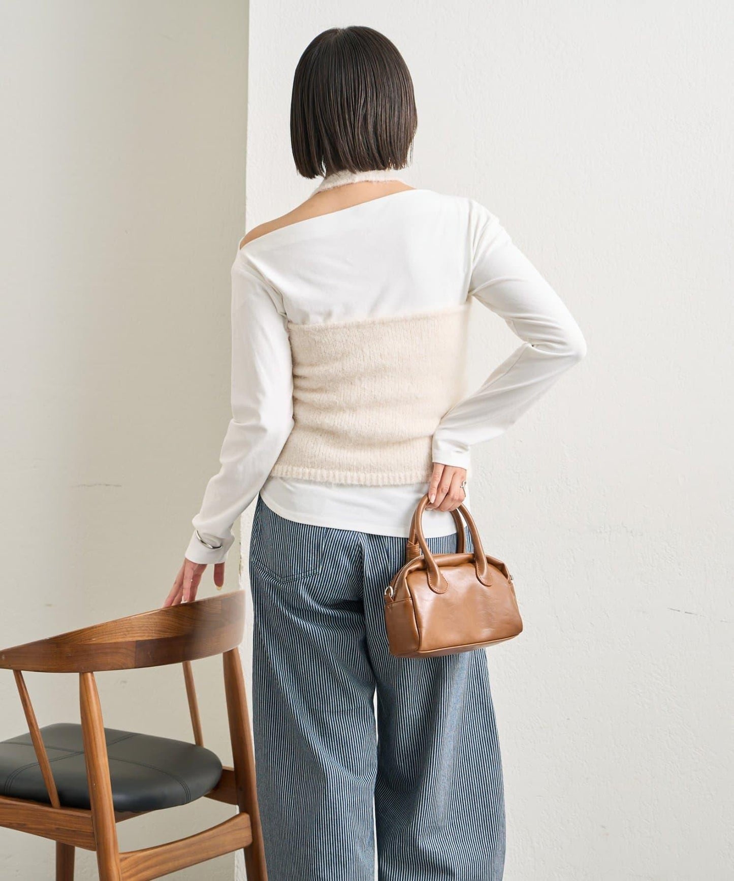 蓬鬆感掛脖針織背心