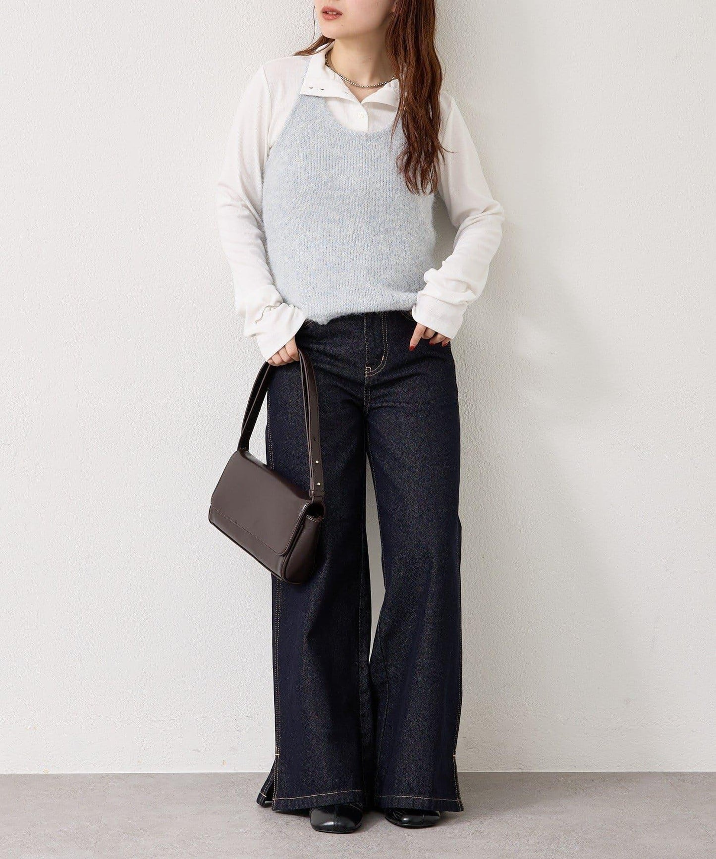 蓬鬆感掛脖針織背心