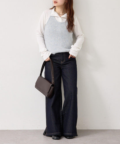 蓬鬆感掛脖針織背心