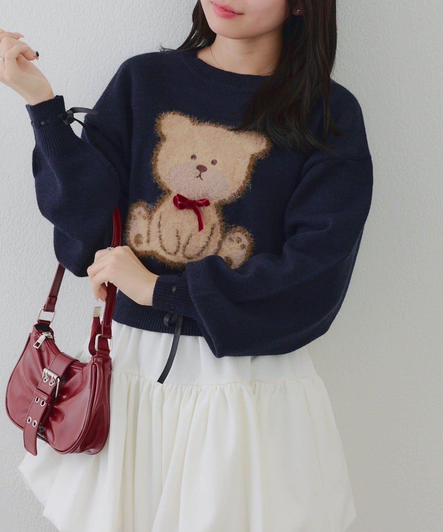 蝴蝶結小熊針織衫