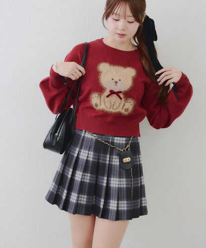 蝴蝶結小熊針織衫