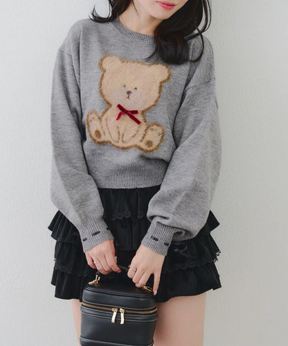 蝴蝶結小熊針織衫