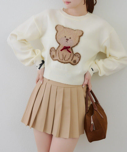 蝴蝶結小熊針織衫