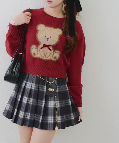 蝴蝶結小熊針織衫