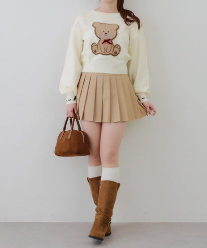 蝴蝶結小熊針織衫