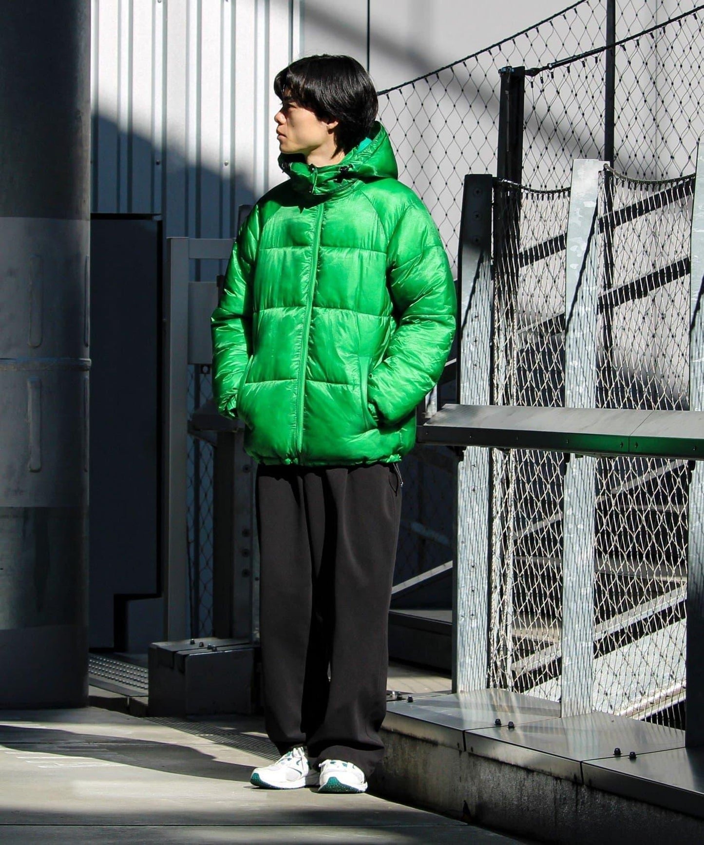 【可拆卸帽】透視感面料雙穿法中棉夾克