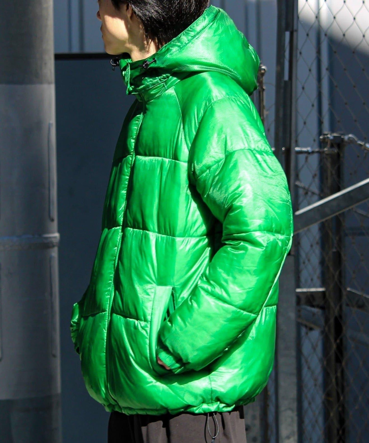 【可拆卸帽】透視感面料雙穿法中棉夾克