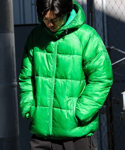 【可拆卸帽】透視感面料雙穿法中棉夾克