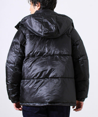 【可拆卸帽】透視感面料雙穿法中棉夾克