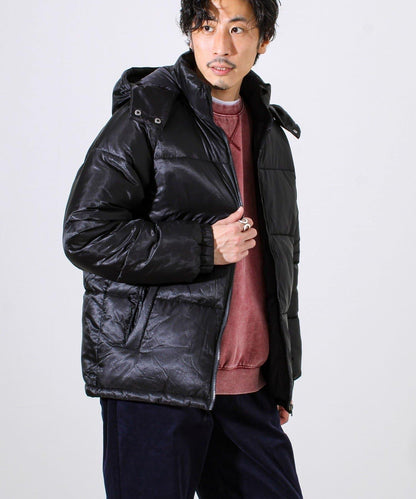 【可拆卸帽】透視感面料雙穿法中棉夾克