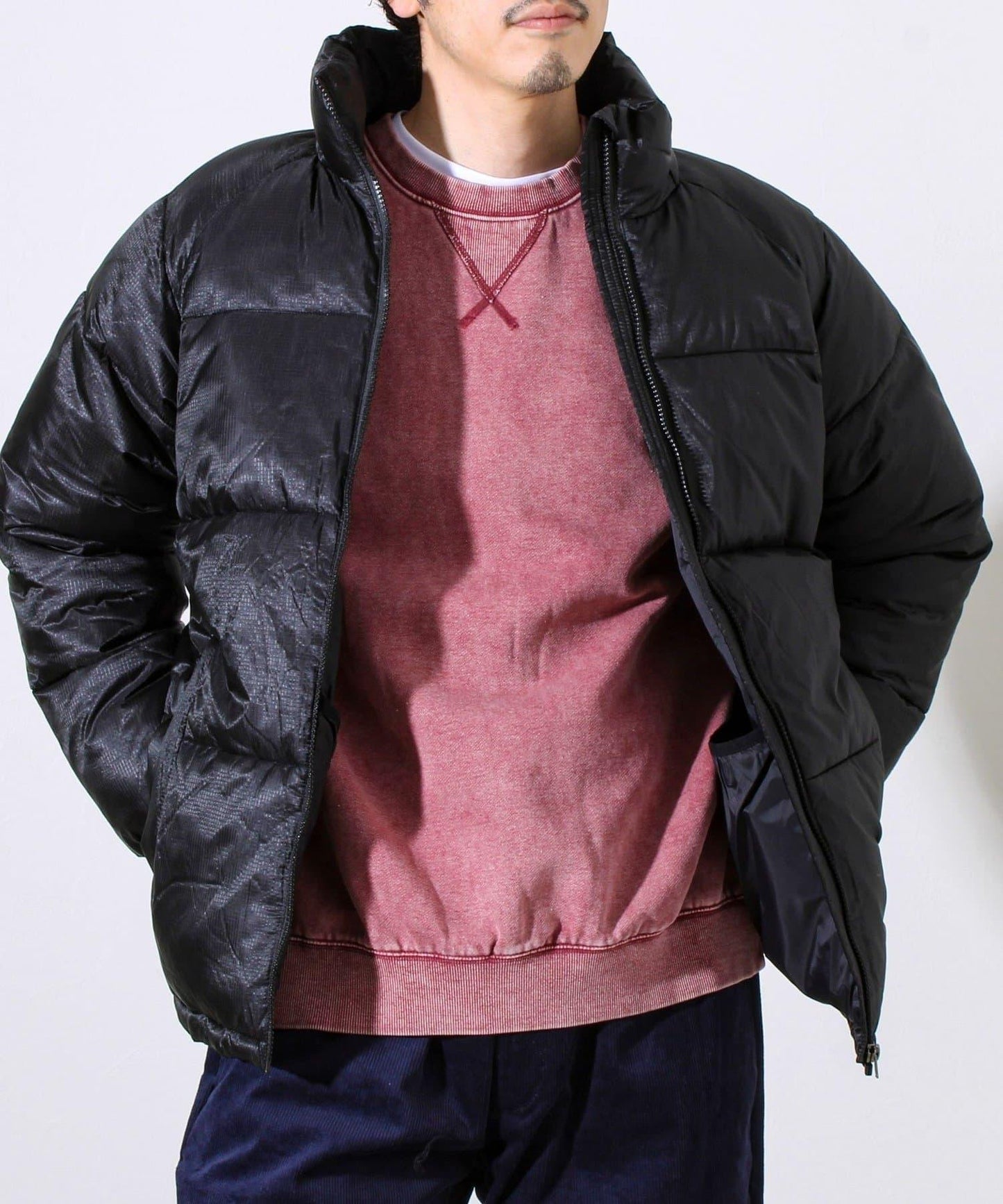 【可拆卸帽】透視感面料雙穿法中棉夾克