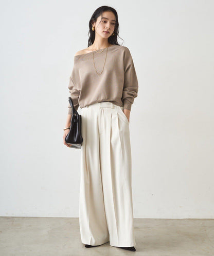 喬其紗一字肩針織衫