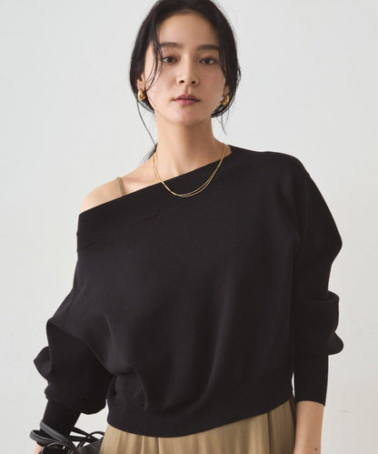 喬其紗一字肩針織衫