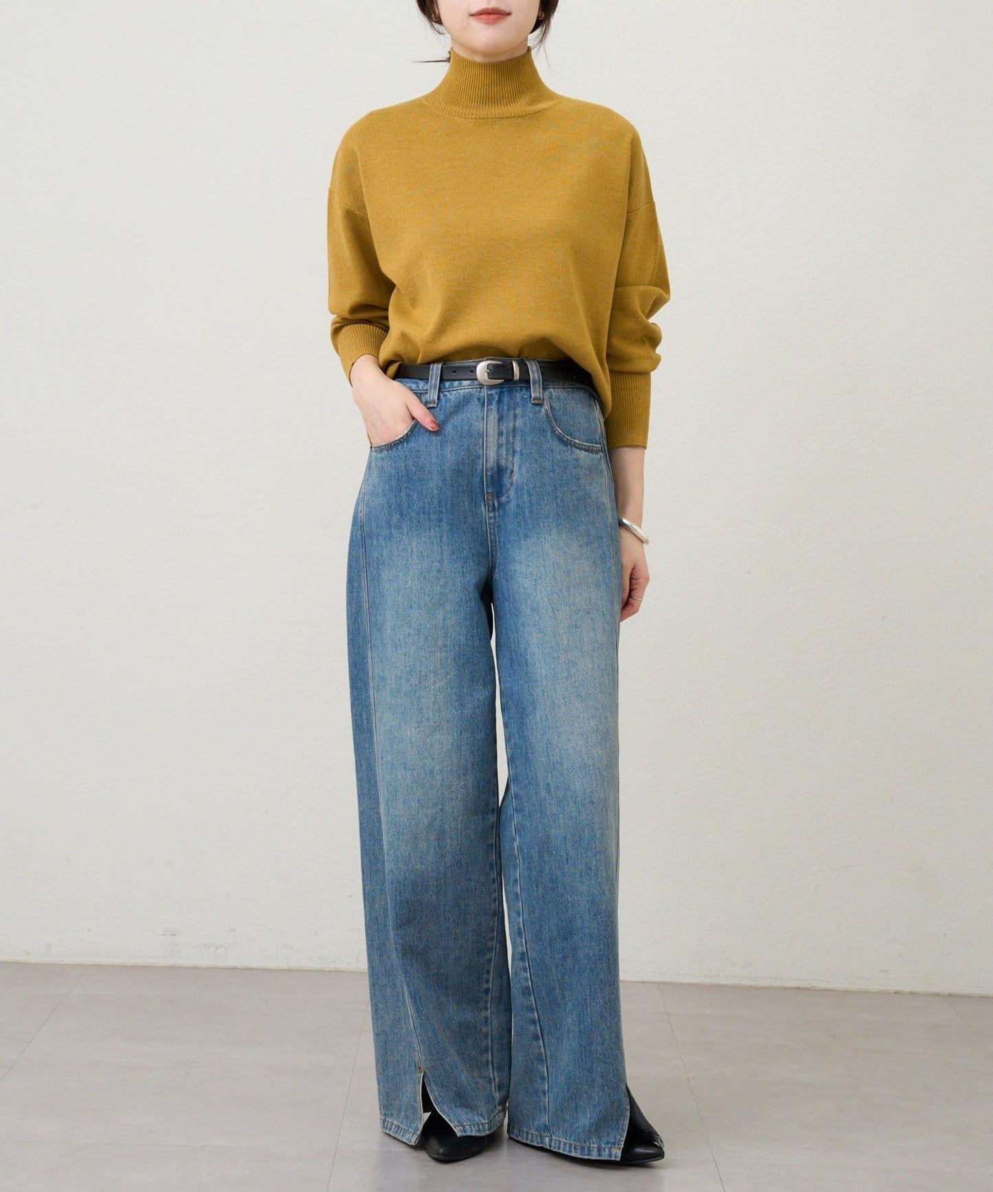 全針高領針織衫