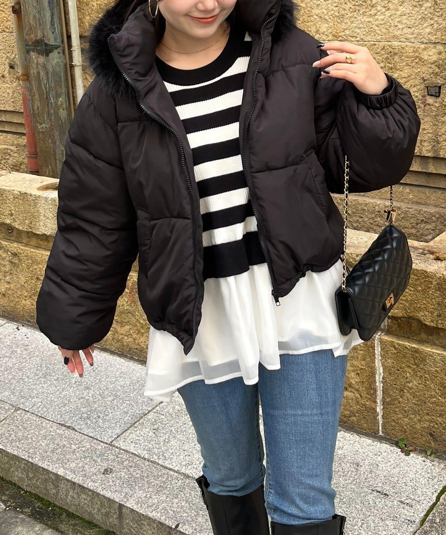 加厚仿毛皮中棉夾克