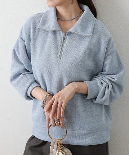 亮片紗半拉鍊套頭衫