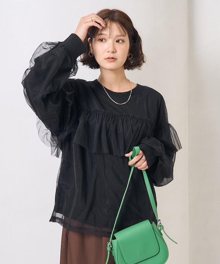 網紗拼接疊穿針織衫