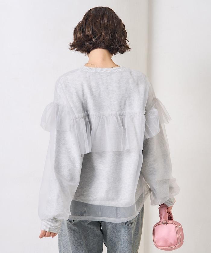 網紗拼接疊穿針織衫