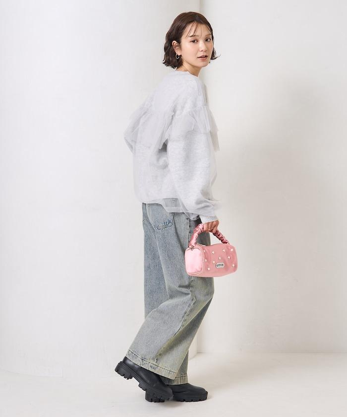 網紗拼接疊穿針織衫