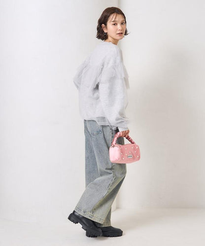 網紗拼接疊穿針織衫