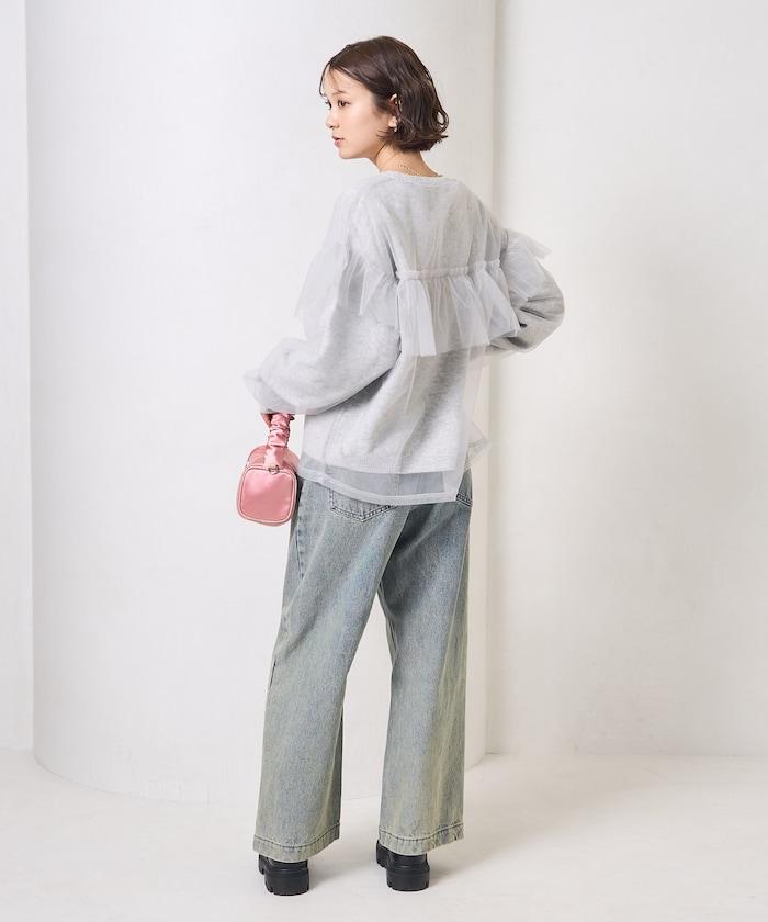 網紗拼接疊穿針織衫