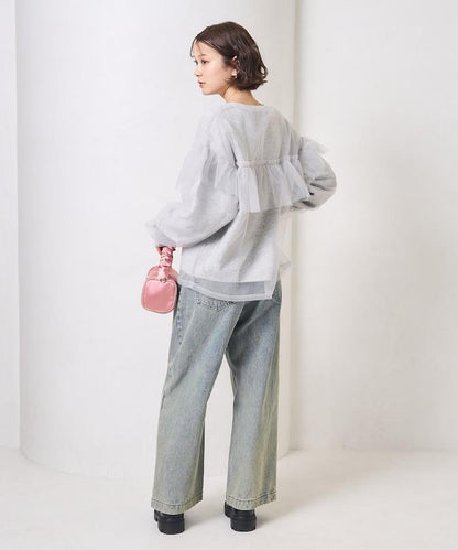 網紗拼接疊穿針織衫