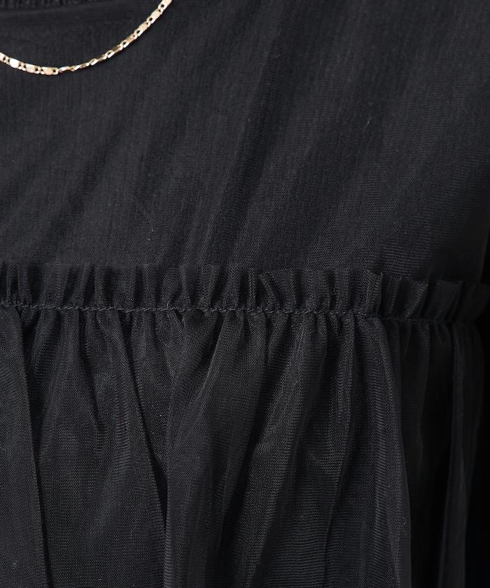 網紗拼接疊穿針織衫