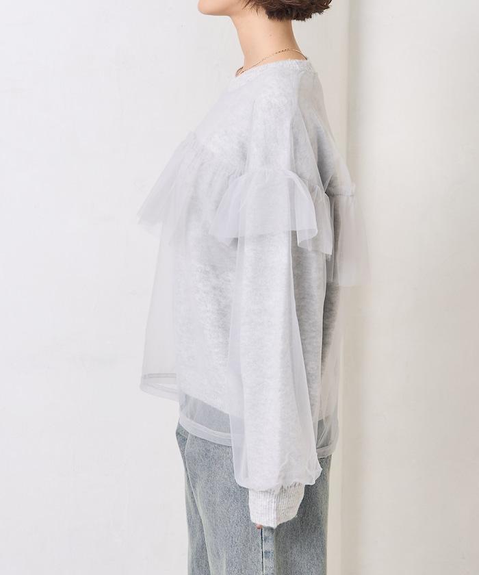 網紗拼接疊穿針織衫