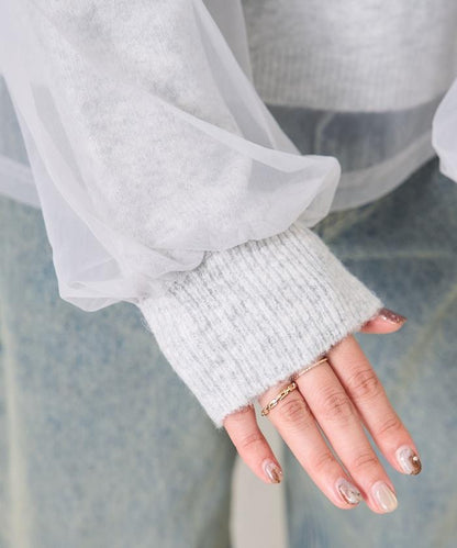 網紗拼接疊穿針織衫