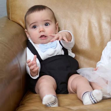 帶領帶連體衣+褲子套裝