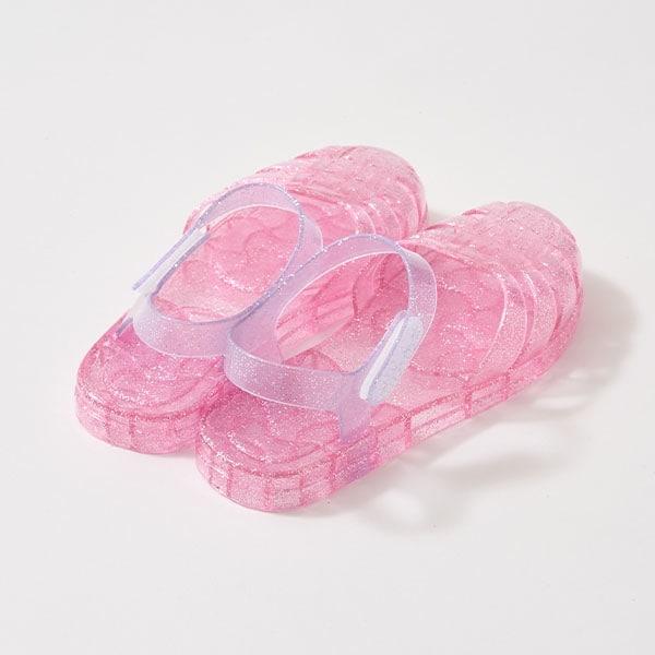 透明亮片拼色橡膠涼鞋