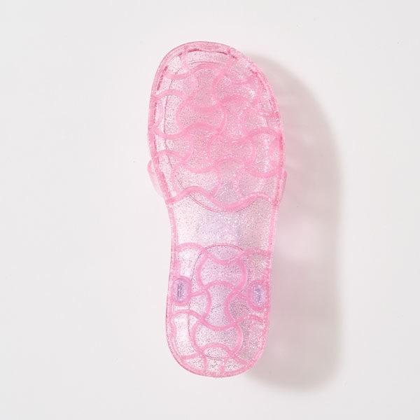 透明亮片拼色橡膠涼鞋