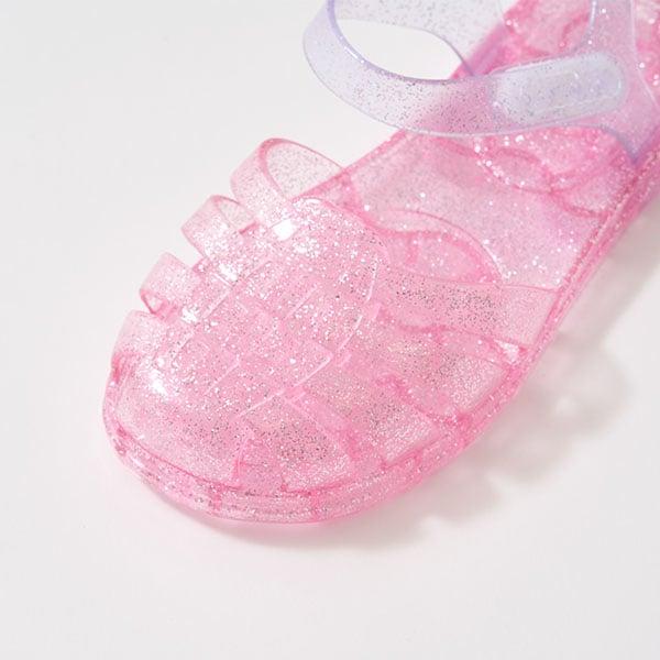 透明亮片拼色橡膠涼鞋