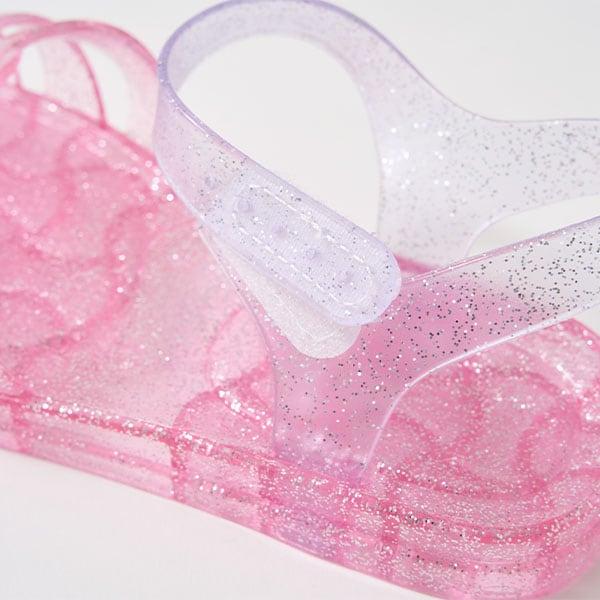 透明亮片拼色橡膠涼鞋