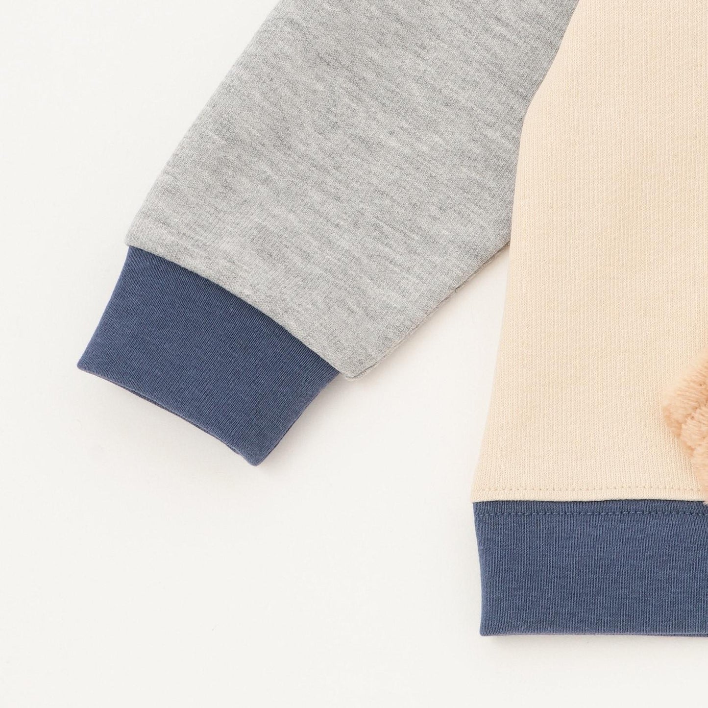 熊長袖T恤拼接條紋褲套裝