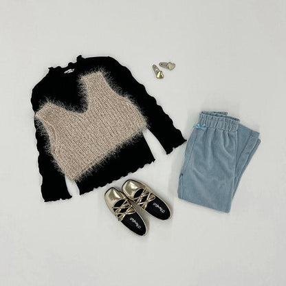 【正反兩穿】亮片羽毛針織背心