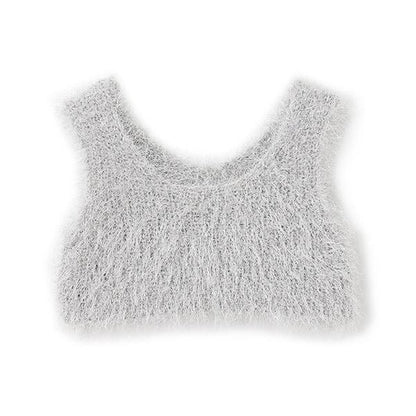 【正反兩穿】亮片羽毛針織背心