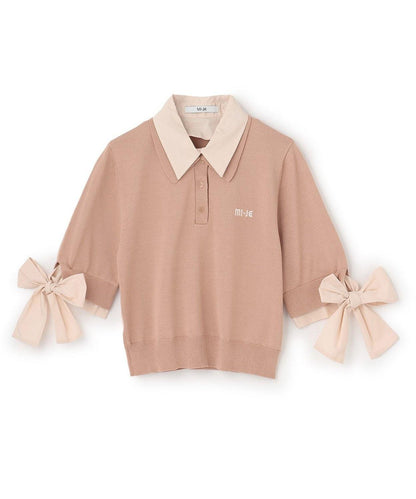 蝴蝶結袖拼接針織衫【韓國時尚】